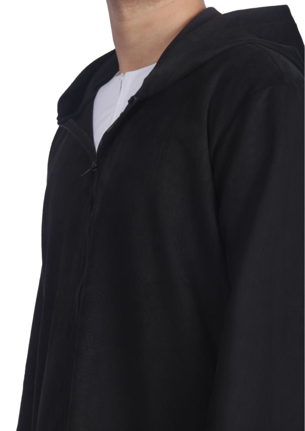 Luxury Black Suede Hooded Thobe
