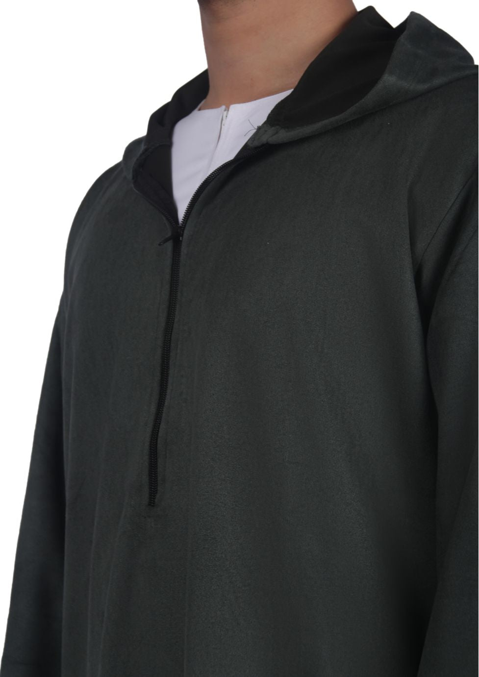 Luxury Emerald Green Suede Hooded Thobe