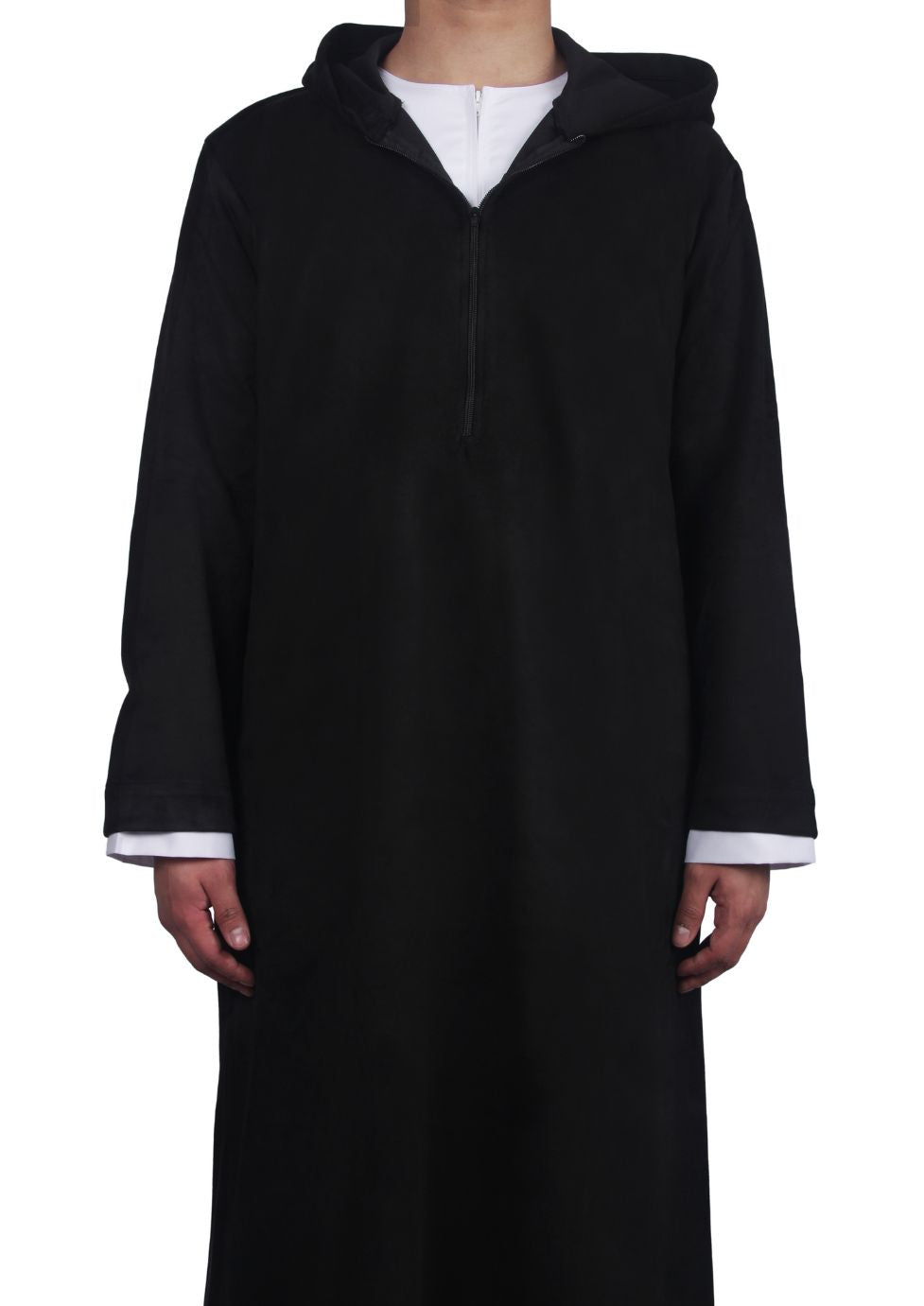 Luxury Black Suede Hooded Thobe