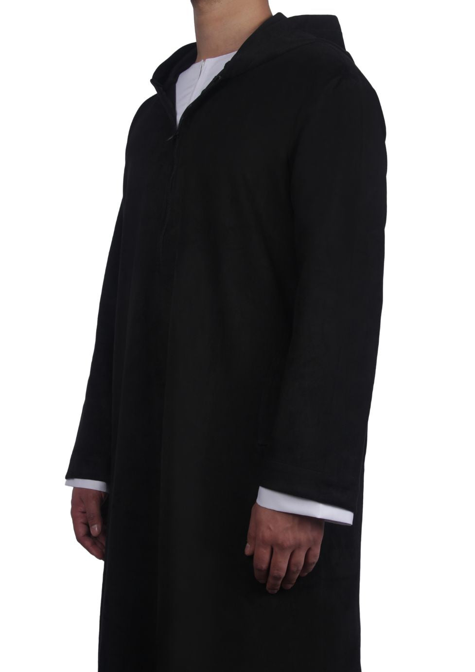 Luxury Black Suede Hooded Thobe