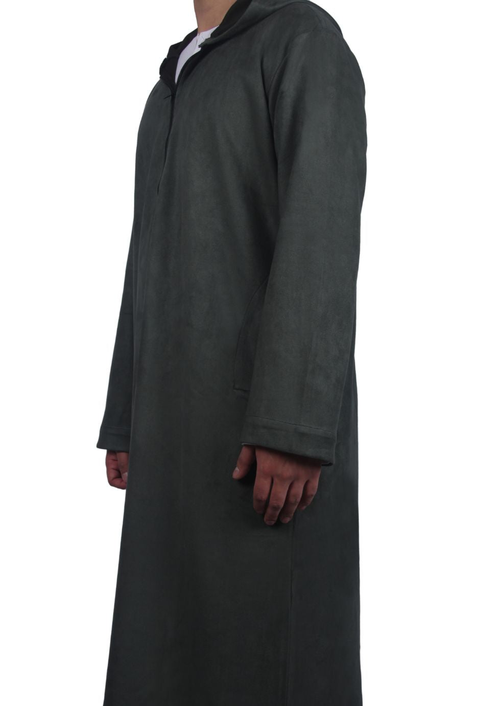 Luxury Emerald Green Suede Hooded Thobe